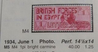 BRITISH FORCES IN EGYPT 1934 STAMP SC M4 MH OG VF RARE SCV $40 2