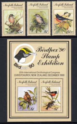 Norfolk Island 1990 Robins - Birdpex & 20th International Ornthological Congress