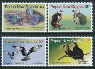 2008 Papua Guinea Protected Birds Set Of 4 Fine Mnh