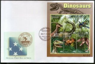 Micronesia 2001 Dinosaurs Pre Historic Animals Wildlife Sc 454 Sheetlet Fdc 935