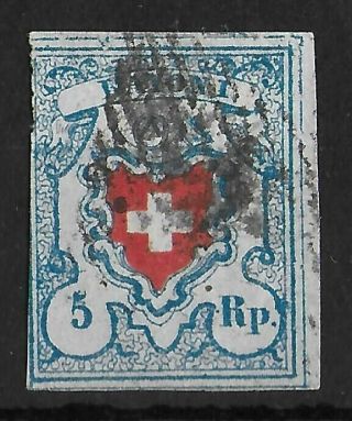 Switzerland 1851 Rayon I 5 Rp Michel 9ii Cv €130