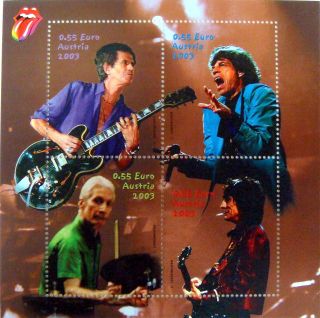 2003 Rolling Stones Stamps Austria Mick Jagger Keith Richards Charlie Watts