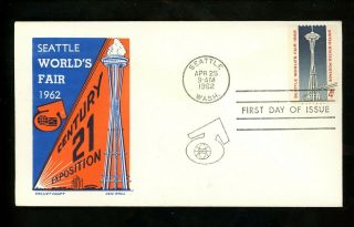 Us Fdc 1196 Cachet Craft / Boll M - 9 1962 Seattle Wa Worlds Fair Exposition