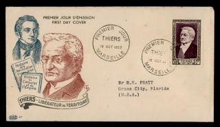 Dr Who 1952 France Adolphe Thiers Fdc C130245
