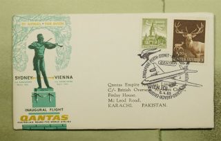 Dr Who 1965 Austria First Flight Qantas Vienna To Karachi Pakistan E54575
