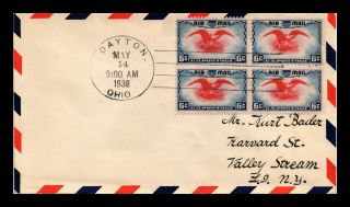Dr Jim Stamps Us Air Mail 6c First Day Cover Dayton Ohio Scott C23 Block