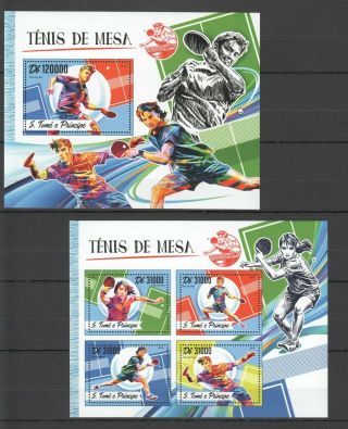 St1786 2016 S.  Tome & Principe Sport Table Tennis Ping Pong 1kb,  1bl Mnh Stamps