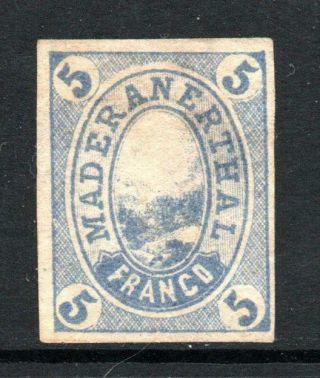 Switzerland Local Hotel Post 1884 Maderanerteal Blue 5 F Mounted Thinned