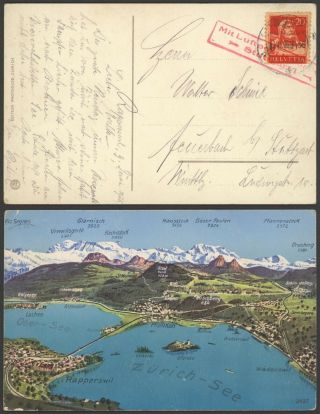 Switzerland 1925 - Air Mail Postcard To Stuttgart Germany 30527/2