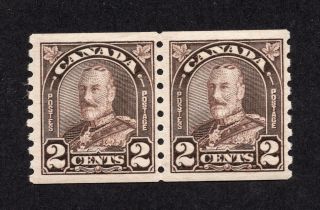 Canada 182 2 Cent Brown King George V Arch Issue Coil Pair Mlh