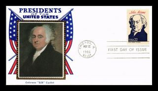 Dr Jim Stamps Us President John Adams Colorano Silk Fdc Cover Chicago