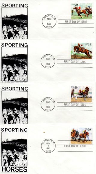 Us Fdc 2756 - 2759 Sporting Horses (4591)