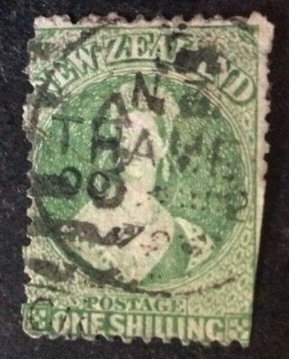 Zealand 1864 - 71 1 Shilling Green Stamp