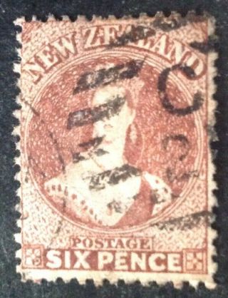 Zealand 1864 - 71 6d Brown Chalon Type Stamp Vfu