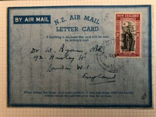 Zealand,  1947 Air Letter To England