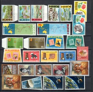 Malaya Malaysia 1966 - 1969 Selection Of Complete Sets Of Mh Stamps Mounted