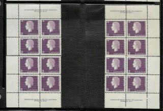 Pk44847:stamps - Canada 403 Cameo Queen 3 Cent Plate 2 Block Set - Hinged