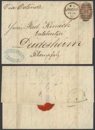 Gb Victoria 1877 - Cover To Deidesheim Germany 31701/7