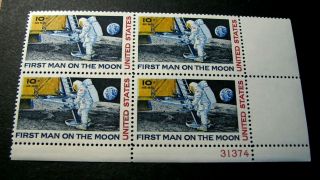 Us Plate Blocks Stamp Scott C76 Moon Landing 1969 Mnh L289