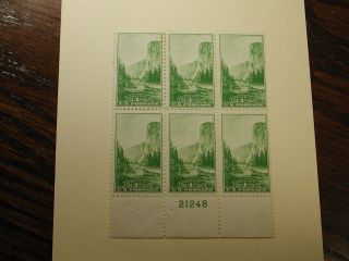 Us Scott 740 Plate Block Of 6 21248 Yosemite Hinged Stamps