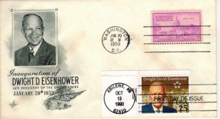 Dwight D Eisenhower Dual Cancel 1953 Inauguration Day,  1990 Fdc