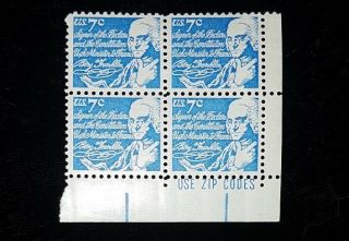 1972 Zip Block 1393d Mnh Us Stamps 7c Benjamin Franklin F/vf