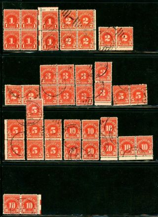 Us Postage Due Stamps - Pairs & Blocks Of 4 Stamps - 41 Stamps
