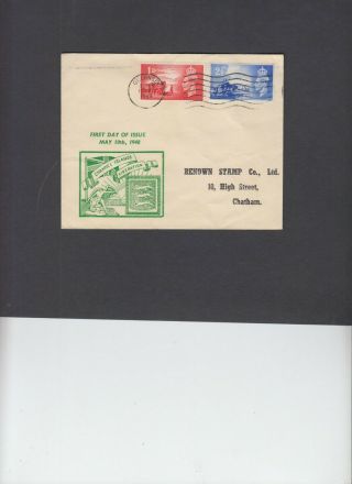 1948 Channel Islands Illustrated Fdc Guernsey Wavy Line Cancel.  Cat £30