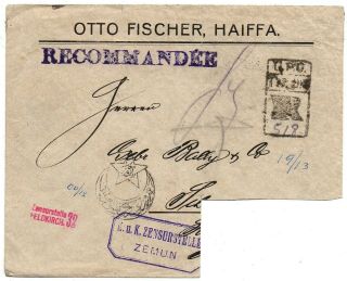 Palestine Ottoman 1916,  Turkish Post Haifa To Switzerland,  Register Cover.  $1500