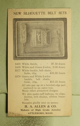 Dr Who 1926 Attleboro Ma Postal Card Advertising Belt Sets E44843