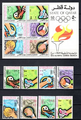 Qatar 1972 Olympic Games Munich Complete Set,  M/s Of Mnh Stamps Unmounted