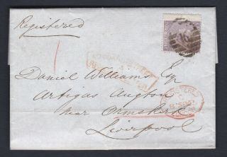 Gb.  1865 Registered Letter Addressed To Ormskirk Lancs From London E.  C.  1