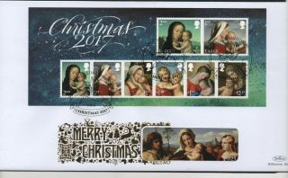 Gb 2017 Benhams Gold Fdc Christmas Minisheet Angel London Nw1 Postmark Stamps