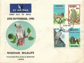 1990 Nigeria Birds Animals On Fdc