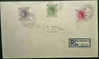 Hong Kong 4 Nov 1957 Registered Postal Cover With Sheungwan Cancels - See