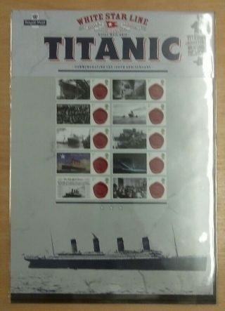 Gb 2012 Titanic 100th Anniversary White Star Line,  Smilers Sheet 10 1st Class