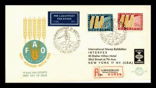 Dr Jim Stamps Freedom From Hunger Fdc Netherlands Registered Monarch Size Cover