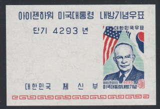Korea Stamps 1960 Sc 305a Eisenhower,  Souvenir Sheet,  Nh