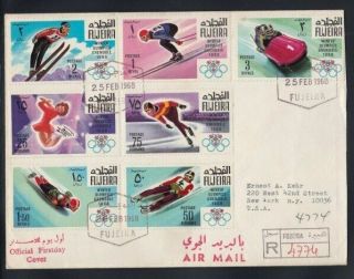 Fujeira Grenoble Winter Olympics Registered Airmail First Day Cover