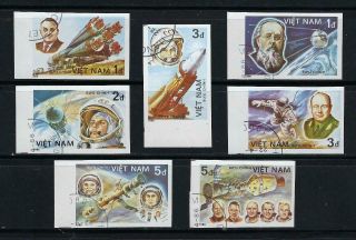 D6999 1986 Comp.  Imperf.  Set Of 7 Diff 1st Manned Space Flight Anniv.  Scv $10.  00