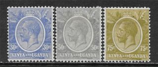 British Kenya,  Uganda & Tanzania 1922 - 27 King George V Sc 26 - 28 Mh