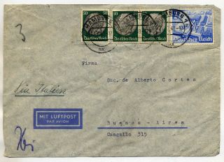Germany 1940 Censored Hamburg Airmail Cover To Argentina Carried By Lati Service