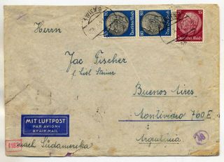 Austria 1941 Censored Wwii Vienna Airmail Cover To Argentina Carried By Lati