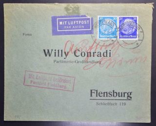 Germany Island Sylt 1933,  $50,  Scarce Airmail Cover Westerland To Flensburg Look