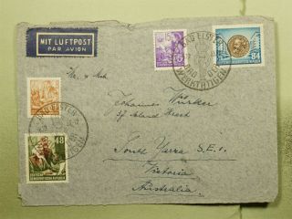 Dr Who 1953 Germany Ddr Bad Elster Special Cancel Airmail To Australia E48627