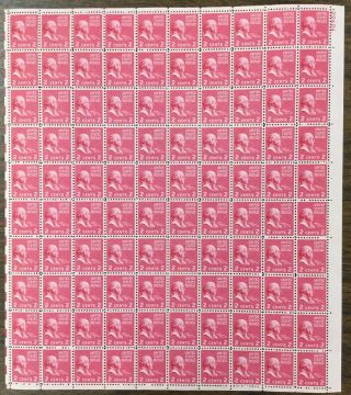 806 John Adams,  President Mnh 2 Cent Sheet Of 100 Issued In 1938
