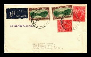 Dr Jim Stamps Zealand Inland Airmail Christchurch Multi Franked Cover