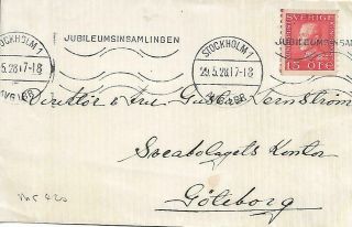 Sweden 1928 Front Only From Stockholm With 15ore To Gothenburgh My Ref 179