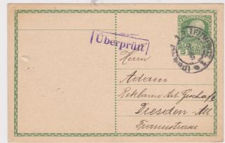 Austria - 1915 Ww 1 Censored 5 H Green Ps Postcard Leitmeritz Cover To Germany