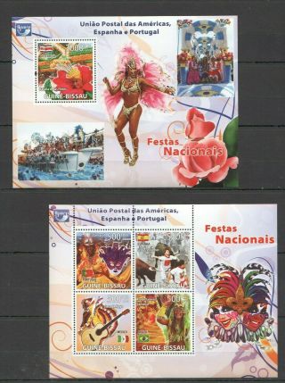 L840 2008 Guinea - Bissau National Festivals America Spain Portugal Bl,  Kb Mnh